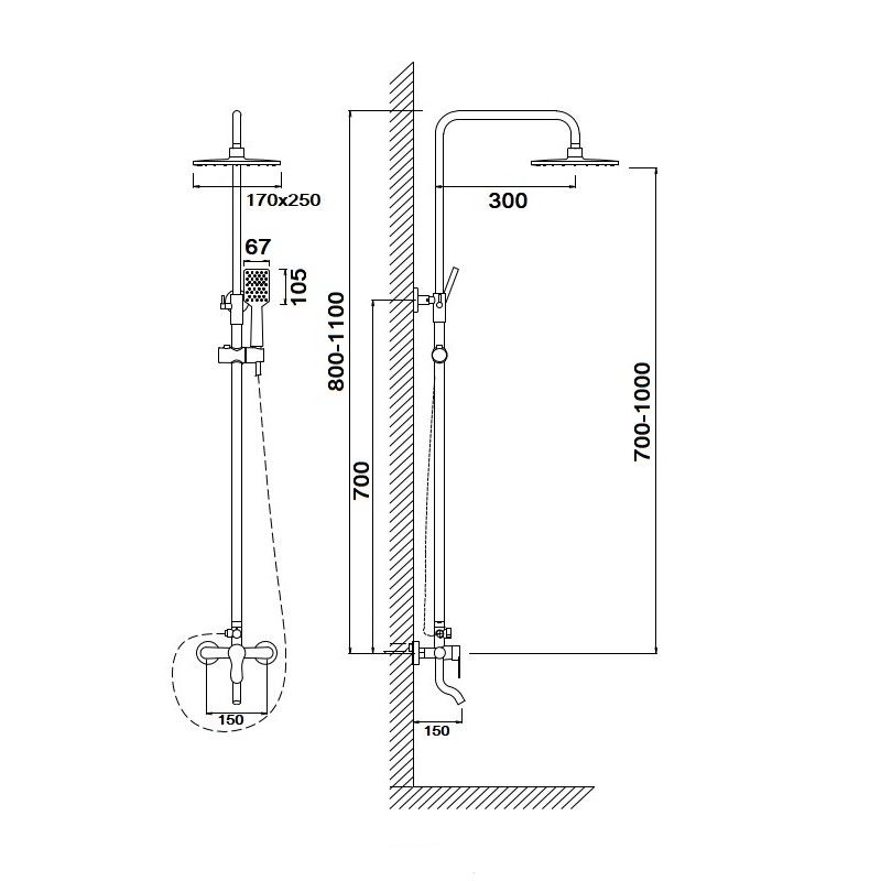 Душевая система Сантаком stOmega 7704, хром