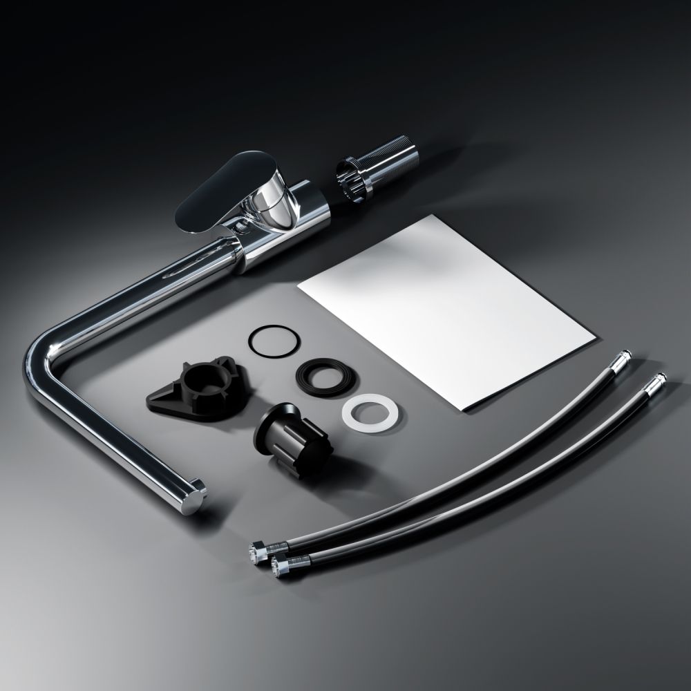 F8005000 Like, смеситель для кухни L-образный излив, хром, шт.