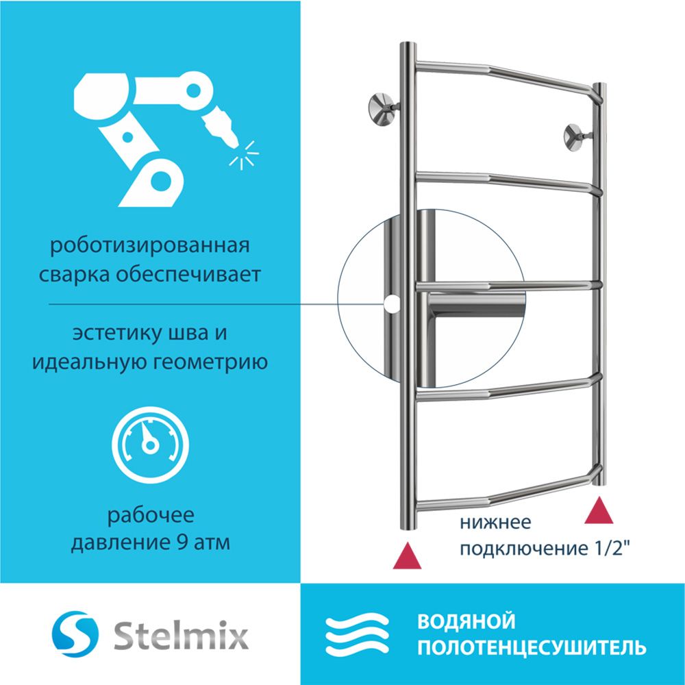 Полотенцесушитель водяной Stelmix 80x50 см, трапеция