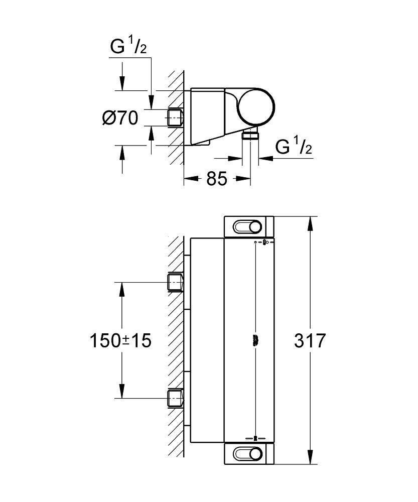 Термостатический смеситель для душа GROHE Grohtherm 2000 с полочкой, хром (34469001) Термостатический смеситель для душа GROHE Grohtherm 2000 с полочкой, хром (34469001)
