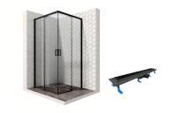 Душевой уголок Ambassador Queen Black 11011203-ST8, квадратный, линейный трап, 90х90