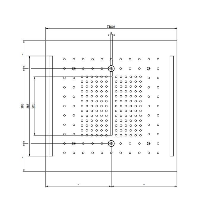 GESSI COLOUR Верхний душ 500х500 мм., встраиваемый в потолок, 3 режима, хромотерапия, внешняя часть, цвет Black Metal Brushed PVD