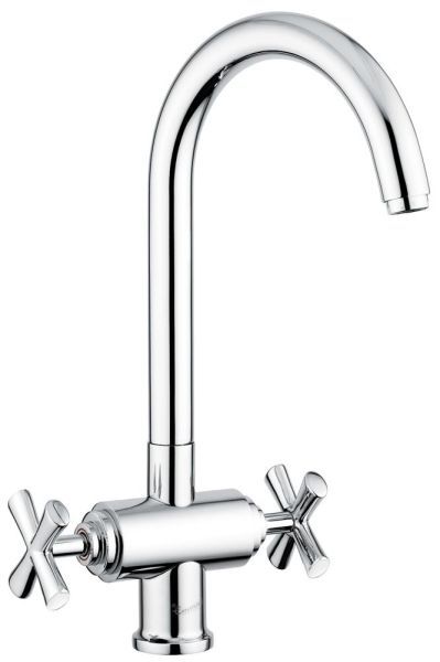 Emmevi Spirit New, двухвентильный кухонный смеситель с поворотным изливом, без донного клапана, цвет хром