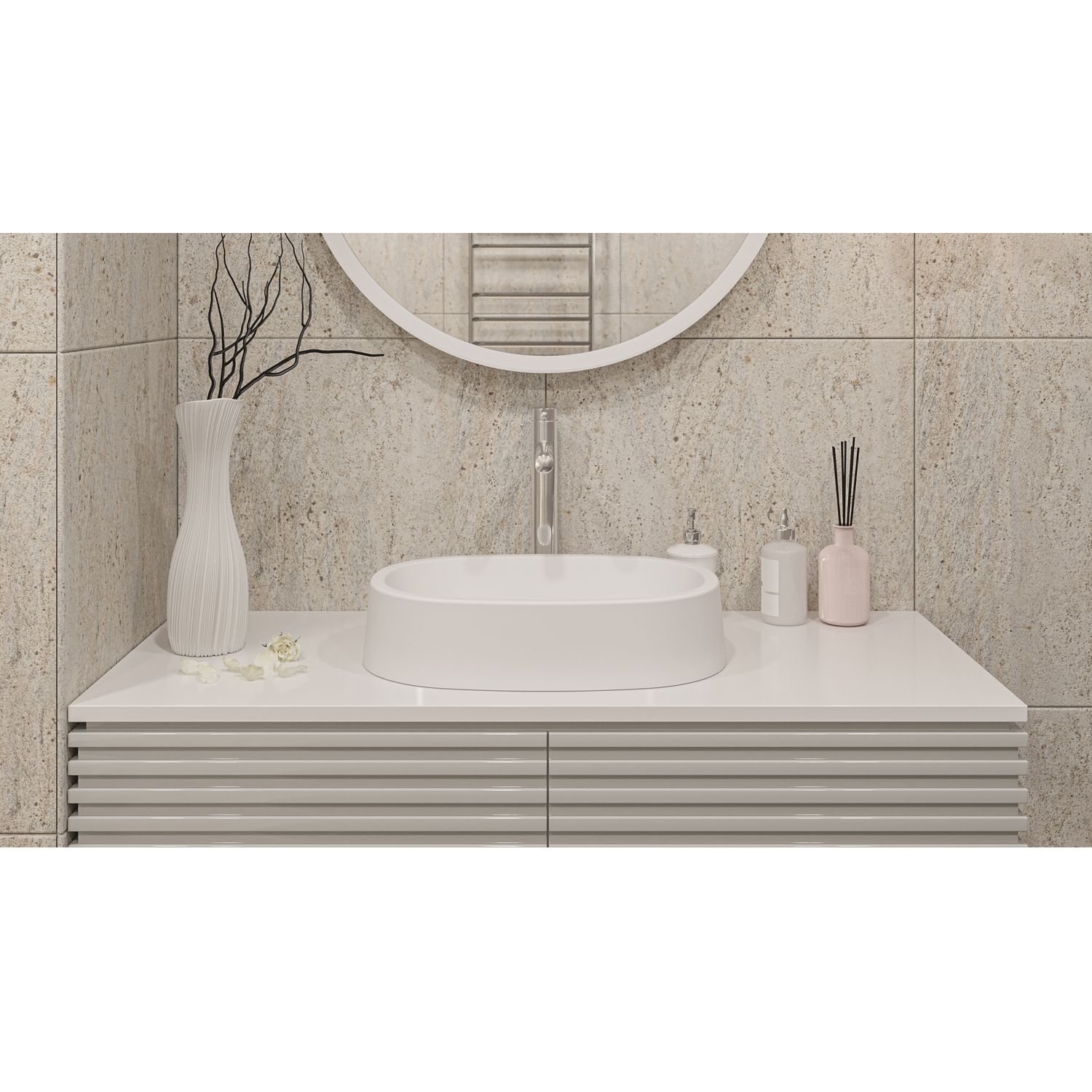 Умывальник WHITECROSS Obsidian A 50x35 (белый мат) иск. камень