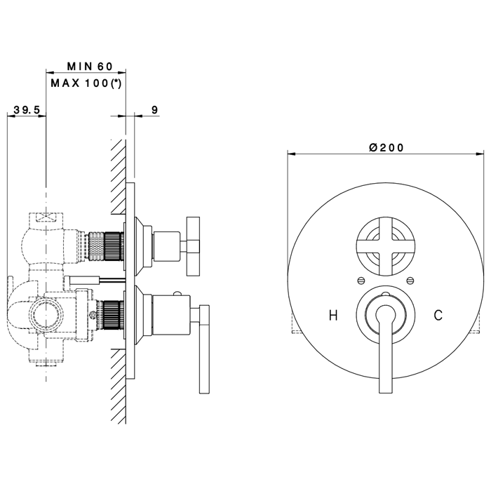 Nicolazzi Termostatico Внешняя часть встраиваемого смесителя, 3/4” с запорным вентилем, цвет: хром