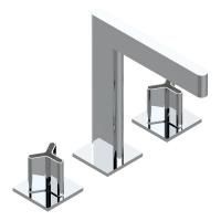 THG ICON-X CARBONE GOLD Смеситель для раковины на 3 отверстия, с донным клапаном, цвет хром