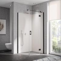 Kermi LIGA  Дверь для угла c неп.частью 860-885х2000, петли справа, Schwarz Soft+прозрачное стекло+Kermiclean