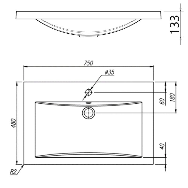 Раковина Florentina Анита 75 см 10.150.00750.201, жасмин, артикул 10.150.00750.201