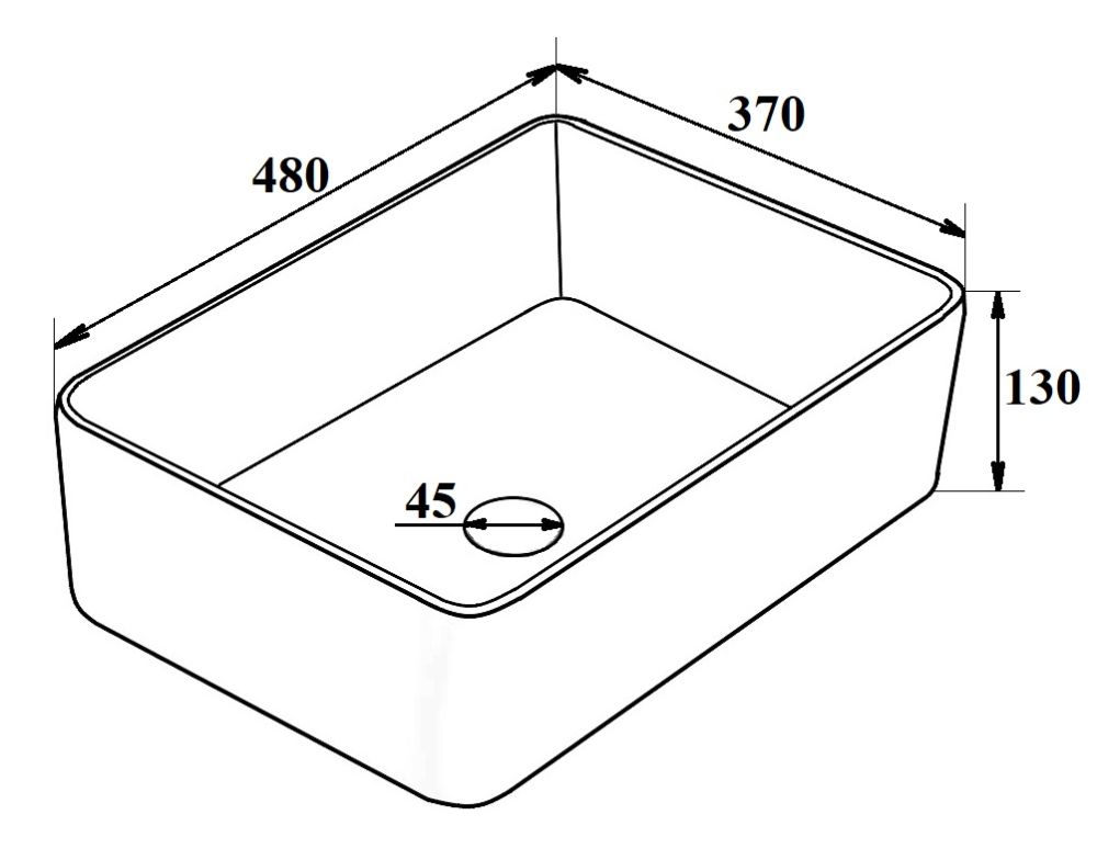 Умывальник Runo мебельный 48*37 прямоугольный TRE (00-00001357), артикул 00-00001357