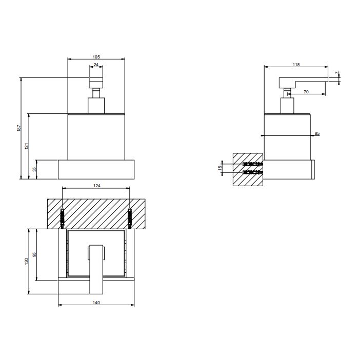 GESSI  INVERSO ACCESSORIES Дозатор для жидкого мыла настенный белый, цвет: Brass Brushed PVD