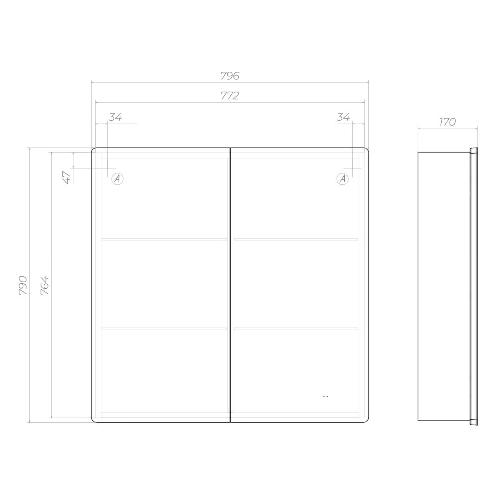 Шкаф VIGO навесной Geometry Comfort 800 с зеркалом (221), артикул 221