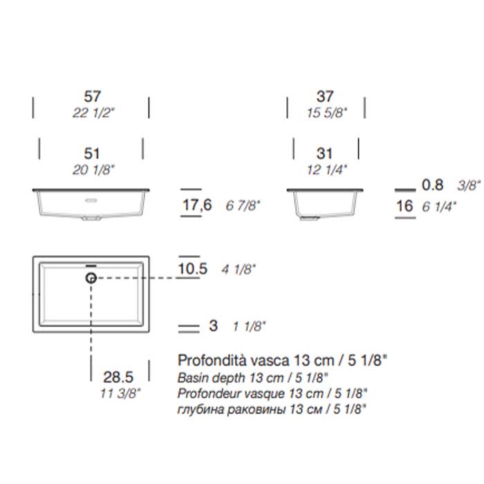 MILLDUE  Раковина  NET 54.31, встраиваемая сверху,  из керамики ,51х31х15 см, без отв для смесителя, цвет белый глянцевый