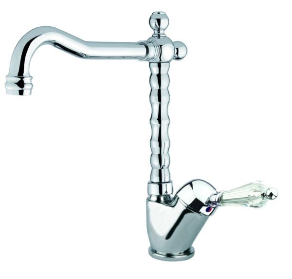 Fiore Imperiale Sky, однорычажный смеситель для раковины (излив 19 см), с донным клапаном, цвет золото - Swarovski