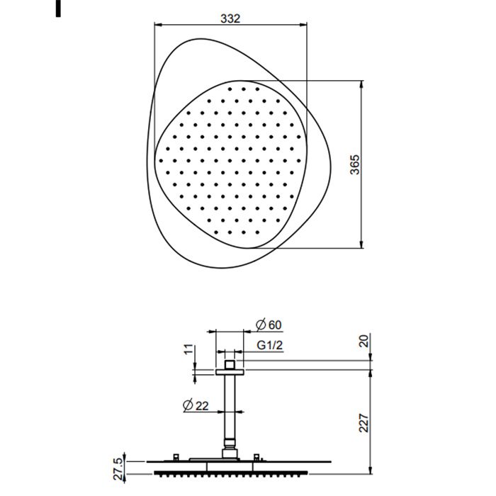 FIMA|Carlo Frattini Wellness Верхний душ Cloud, в комплекте с потолочным держателем 150 мм., верхняя пластина хром, цвет хром