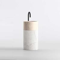 NOORTH milldue edition ROMA III Раковина напольная Ø450x880 мм., слив в пол, c донным клапан, корпус фрезерованный Bianco Carrara, раковина Moka Cream