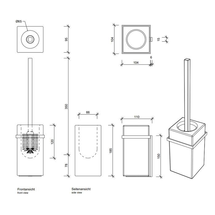 Decor Walther DW 6201 Туалетный ершик h44см, подвесной, фарфор, цвет: белый / золото ЗАКАЗ ПО ЗАПРОСУ