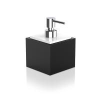 Дозатор для жидкого мыла, Decor Walther, Brownie, механический (нажимной), ширина, мм-99, глубина, мм-99, высота, мм-147, ёмкость(мл)-400, тип установки-настольный (свободностоящий), материал колбы-фарфор белый/искусственная кожа, цвет колбы-чёрный (имита