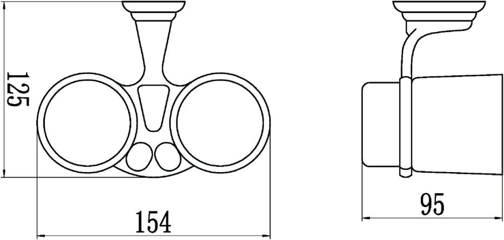 Стакан для ванной комнаты двойной Savol S-003168, хром, артикул S-003168