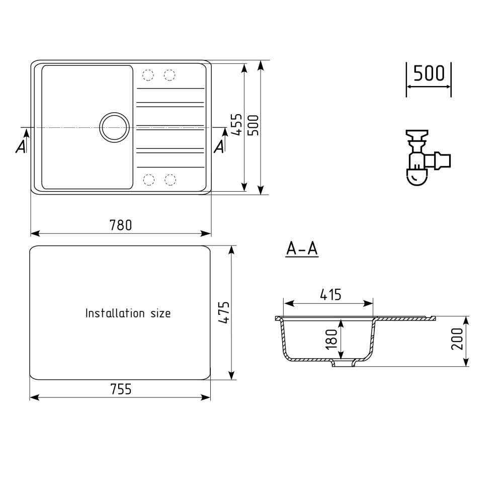 Кухонная мойка Ulgran Quartz Prima 780-01, жасмин, артикул Prima 780-01