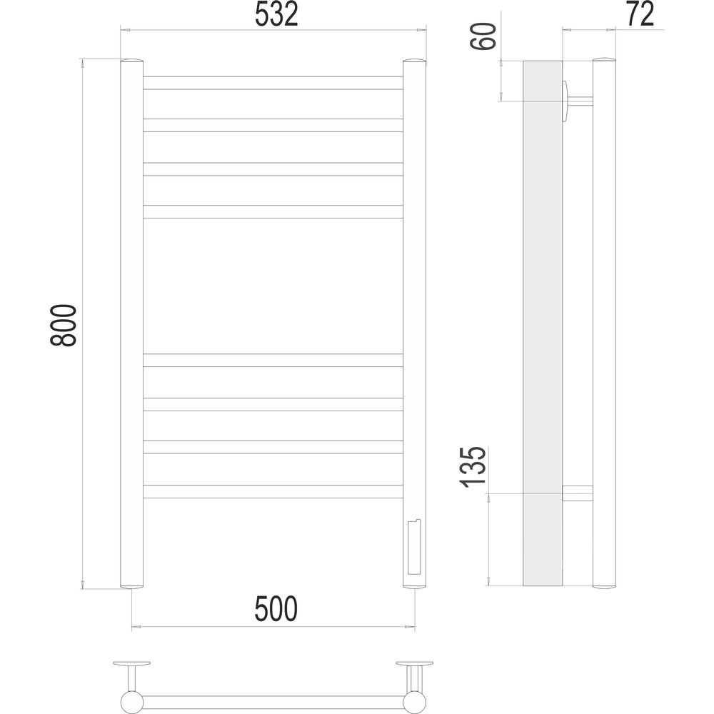 Полотенцесушитель электрический с диммером Terminus Аврора П8 50х80, золото арт, артикул 4670078571922