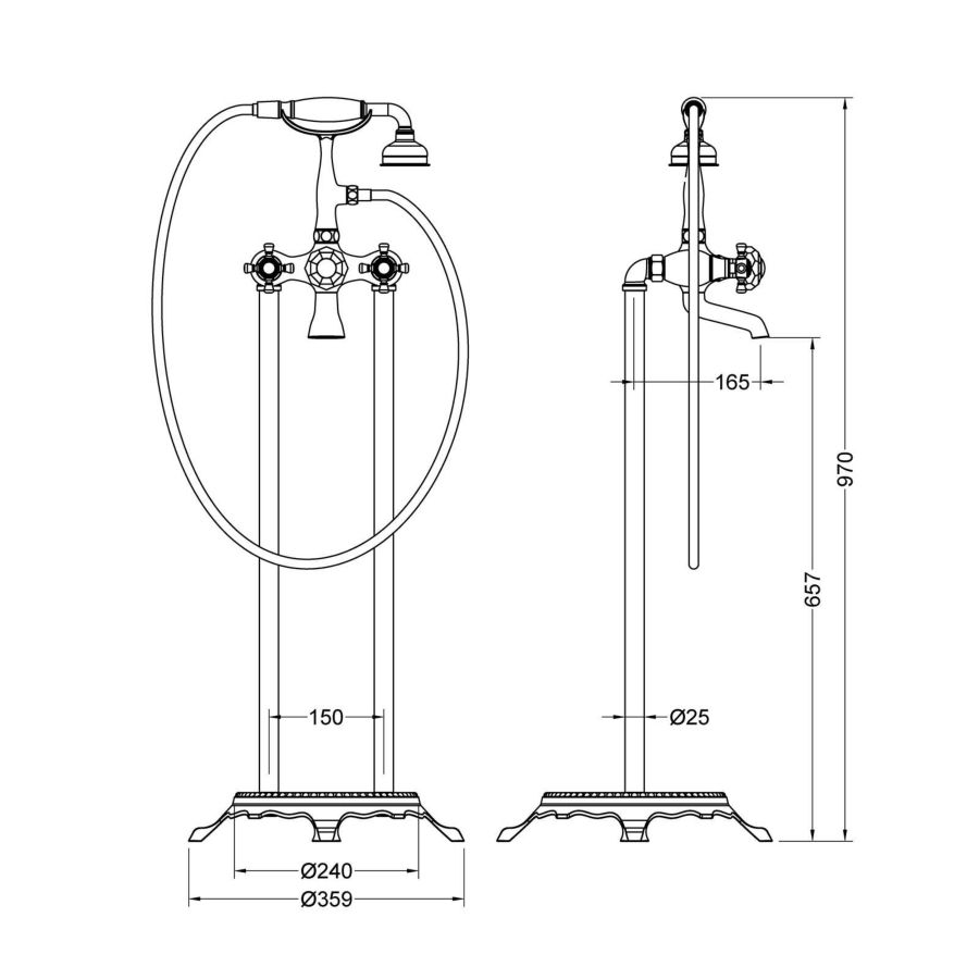 Смеситель напольный для ванны с душем Timo Nelson 1900/03Y-CR черный, артикул 1900/03Y-CR