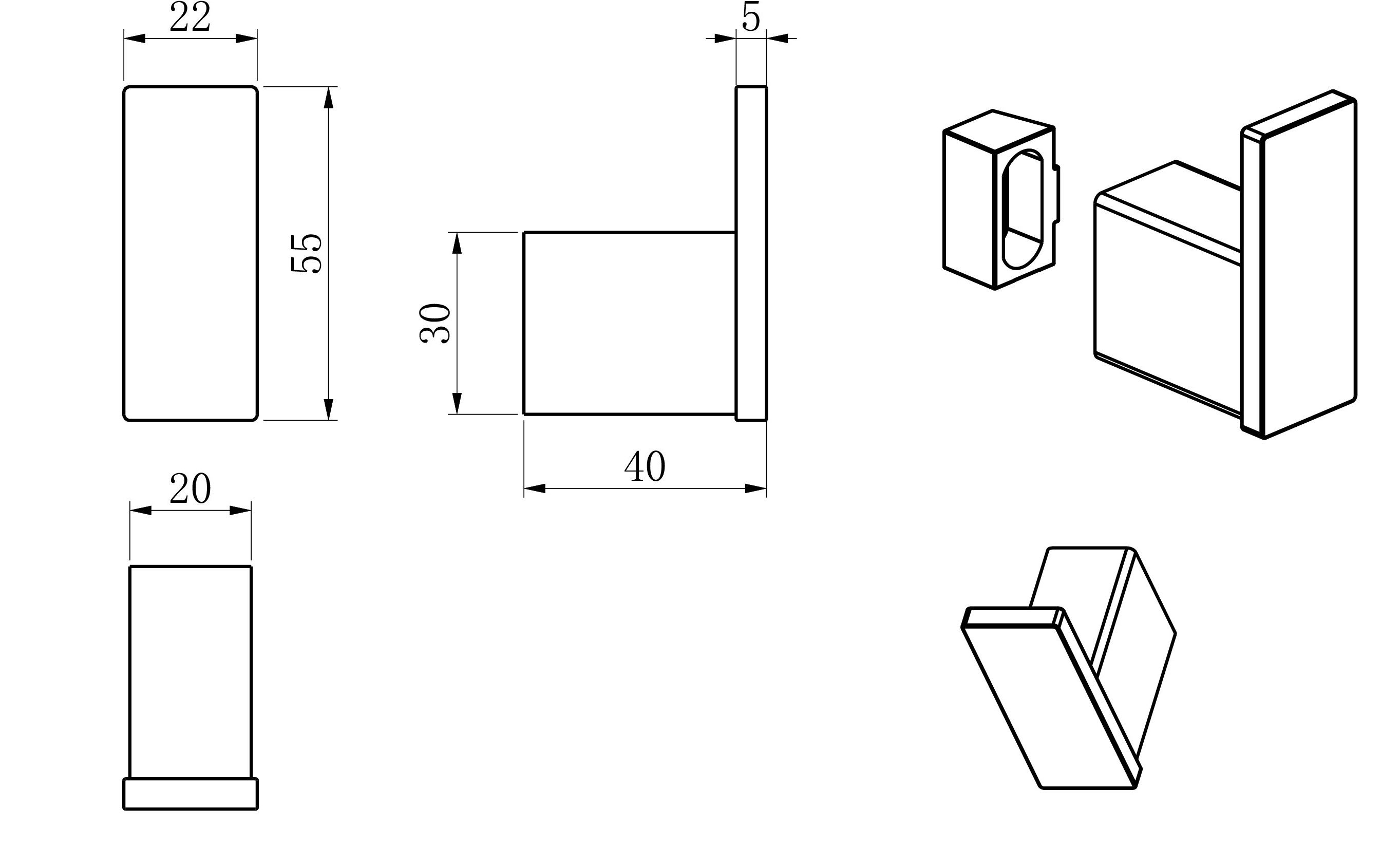 Крючок для ванной WONZON & WOGHAND, Черный матовый (WW-V2301-MB)
