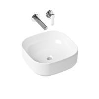 Комплект 2 в 1 Lavinia Boho Bathroom Sink Slim 21510185, накладная фарфоровая раковина 40 см, встраиваемый смеситель со скрытым механизмом