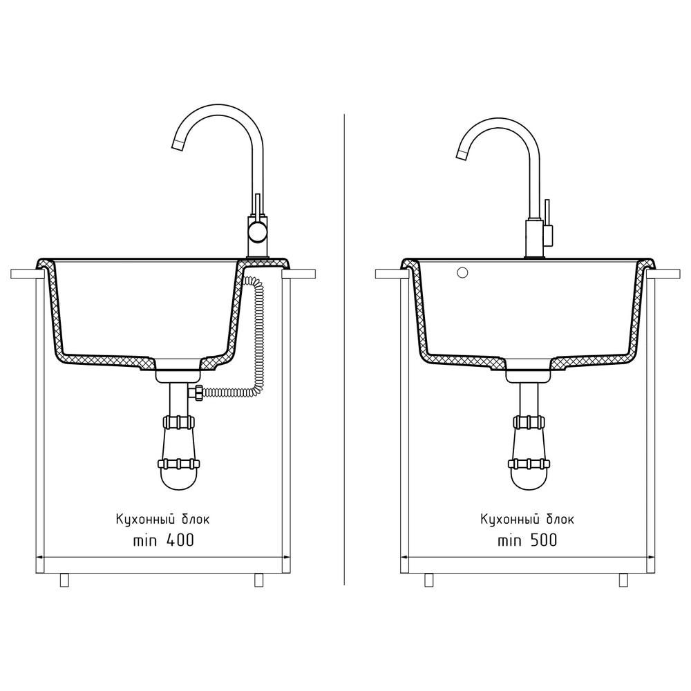 Кухонная мойка GranFest QUARZ 48, белый, артикул 48 белый