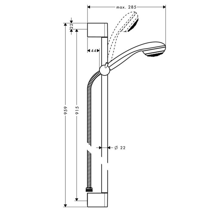 Душевой гарнитур, Hansgrohe, Crometta 85, размер штанги, мм-900, размер шланга, мм-1600, диаметр ручного душа, мм-85, количество режимов-1, тип струи-обычная, цвет-хром Душевой гарнитур, Hansgrohe, Crometta 85, размер штанги, мм-900, размер шланга, мм-1600, диаметр ручного душа, мм-85, количество режимов-1, тип струи-обычная, цвет-хром