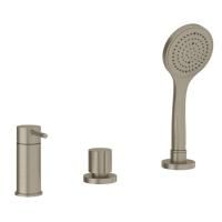 Gessi Emporio Via tortona Смеситель для ванны на 3 отверстия наполнение через слив-перелив, лейка, цвет: Finox Brushed Nickel