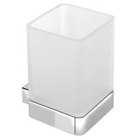 Одинарный стеклянный стакан EVEREST для зубных щёток с держателем, хром, Sapho