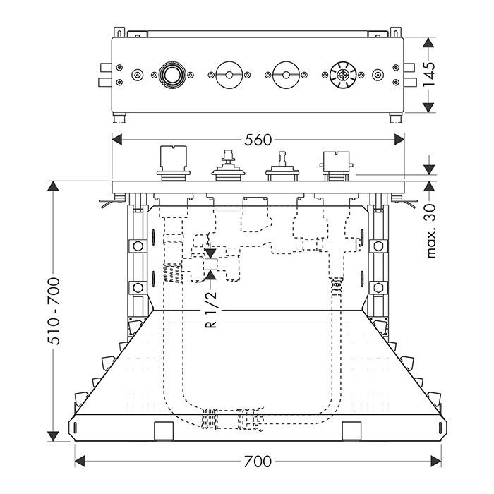 AX MyEdition Скрытая часть для термостата для ванны, на 4 отверстия, монтаж на плитку