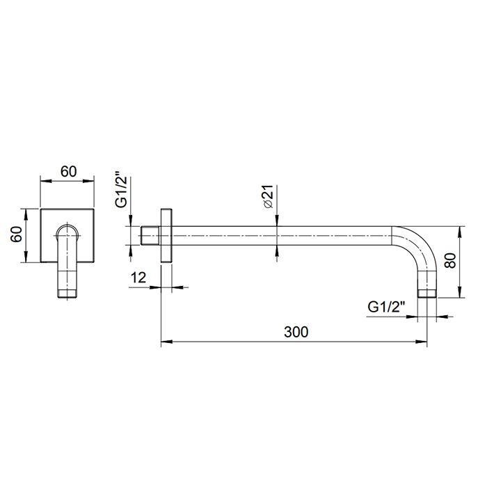 FANTINI Держатель верхнего душа 300 мм., настенный, цвет хром