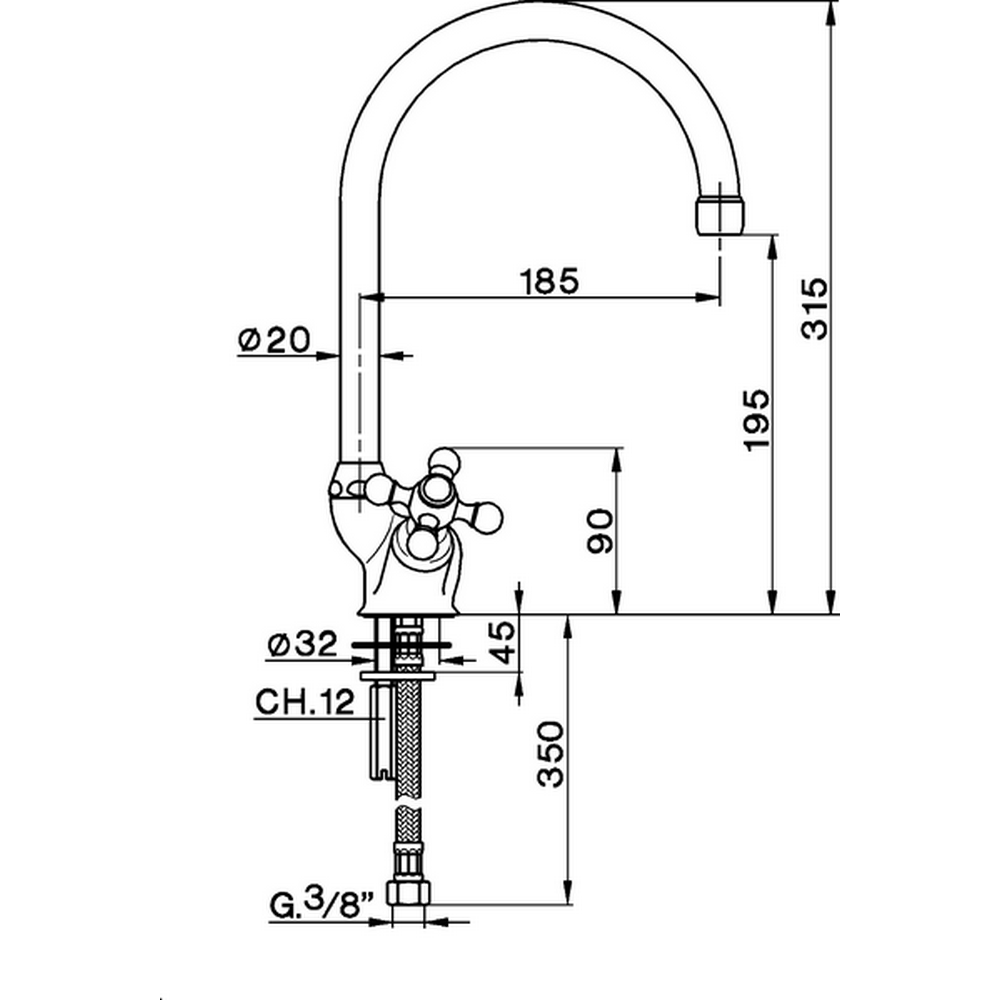 CISAL Arcana Ceramic Смеситель для кухни на 1 отверстие, цвет хром