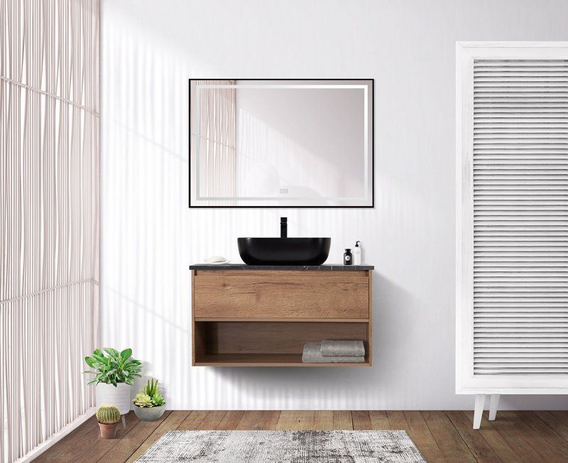 Мебель для ванной комнаты BELBAGNO KRAFT-800 с одним выкатным ящиком и одной открытой полкой, артикул KEP-80-MCO