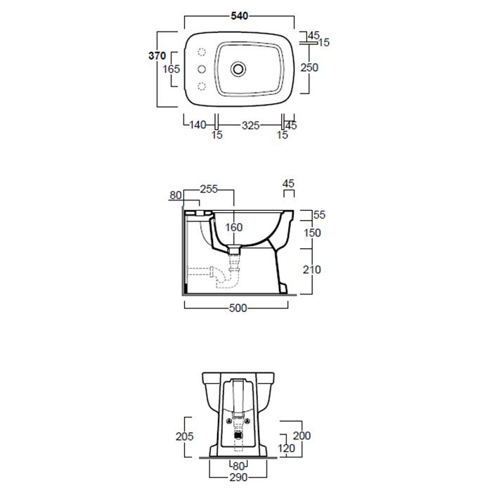 SIMAS Evolution Биде напольное 54х37см с 1 отв. под смеситель, цвет белый