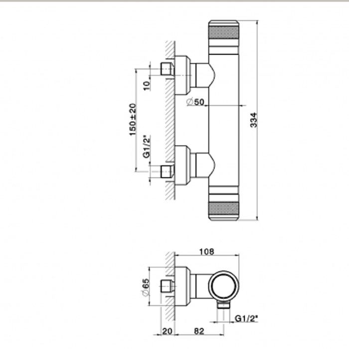 HUBER Chronos Смеситель термостатический настенный для ванны/душа, цвет хром