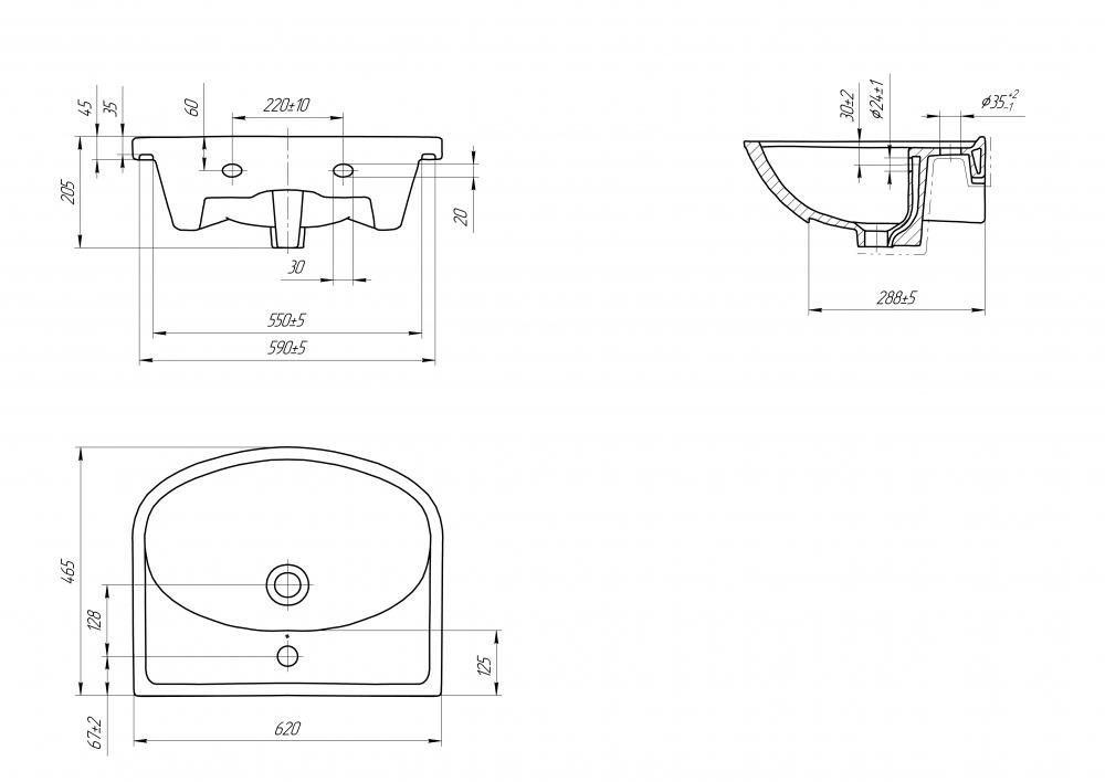 Раковина Cersanit Erica 60