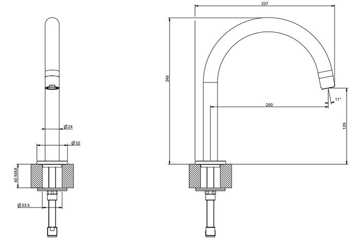 Gessi Emporio Via tortona Излив для умывальника, средняя длина, без донного клапана, цвет: Chrome, артикул 18623#031