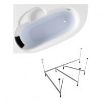 Комплект 3 в 1 Lavinia Boho Bell Pro S1-370214PL, акриловая ванна 140x95 см (левый разворот), усиленный металлический каркас, мягкий подголовник