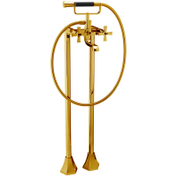 CISAL Cherie Напольный смеситель для ванны двухрычажный, с душевым комплектом, цвет золото/черный