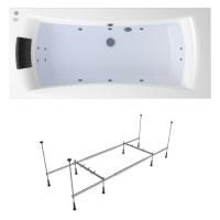 Гидромассажный комплект 4 в 1 Lavinia Boho Evan 36294H00, акриловая ванна 180x80 см, каркас с монтажным набором, подголовник, гидромассаж