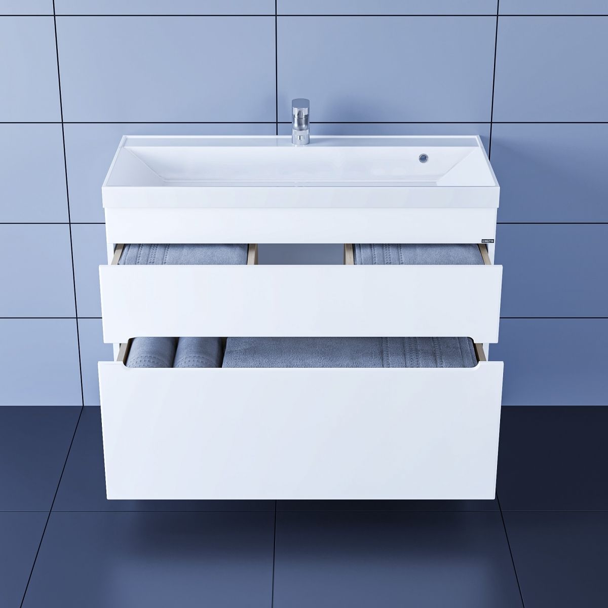 Тумба для умыв. "Лондон-100" 2 ящ, напол. (ум. Classic 100 литой мрамор)