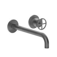 Fantini Fontane Bianche Смеситель для раковины, встраиваемый, на 2 отв., без донного клапана, излив 200мм, (наружняя часть), цвет: Matt Gun Metal PVD