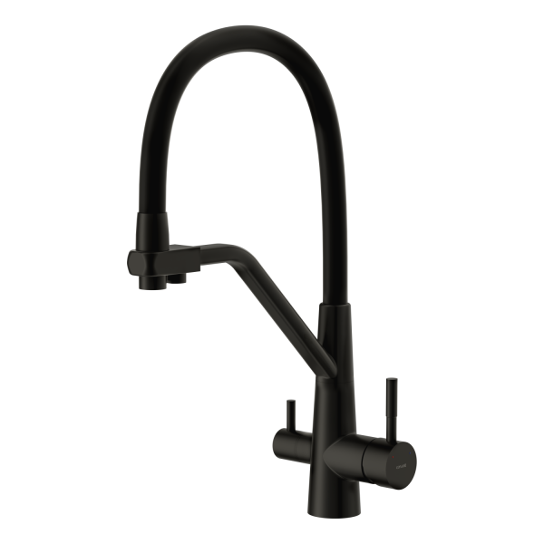 Смеситель для кухни Cersanit VIVO однорычажный с фильтром с гибким изливом черный (68218)