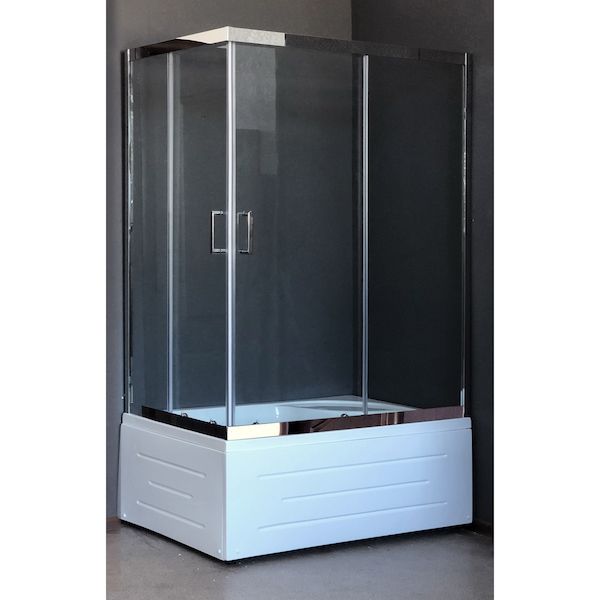 Душевой уголок Royal Bath RB-L-3002-4 100х80 без поддона профиль Хром стекло прозрачное