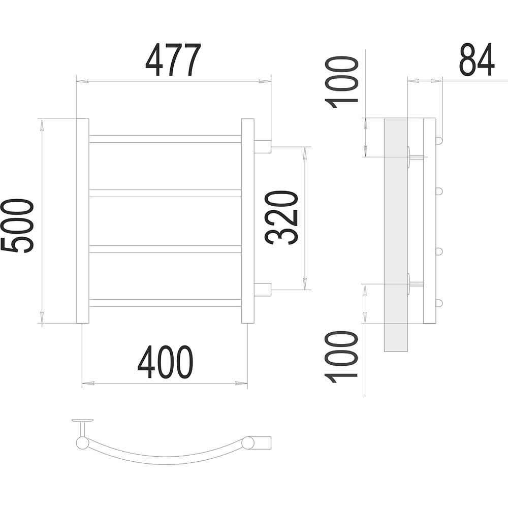 Полотенцесушитель водяной (боковое подключение) Terminus Классик П4 40х50