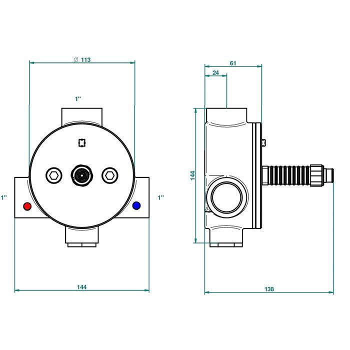 THG General items Встраиваемая  часть термостата на 1"