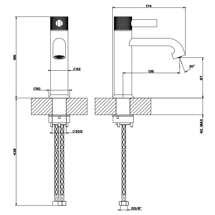 GESSI INCISO Смеситель для раковины на 1 отверстие без донного клапана Цвет: хром