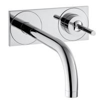 AX Uno² Встраиваемый смеситель для раковины, на 2 отв., с панелью, излив 165мм, с незапираемым донным клапаном (внешняя часть), цвет: хром